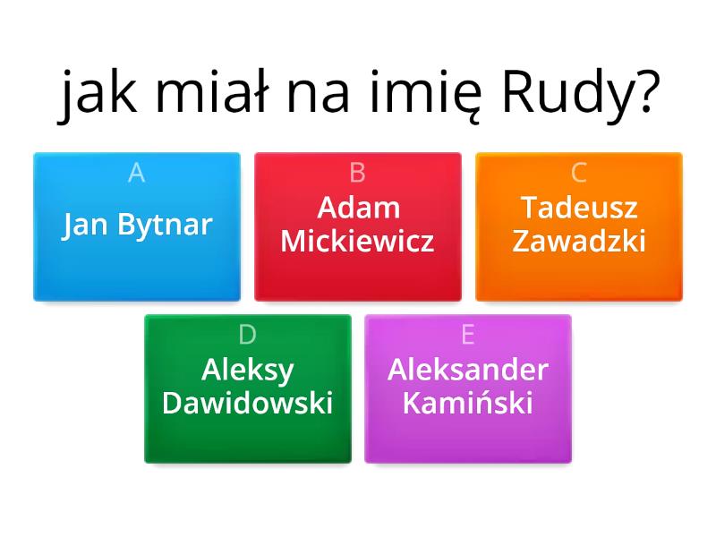 Kamienie Na Szaniec test klasa 7-8 - Quiz Quizy Kamienie Na Szaniec Trudny