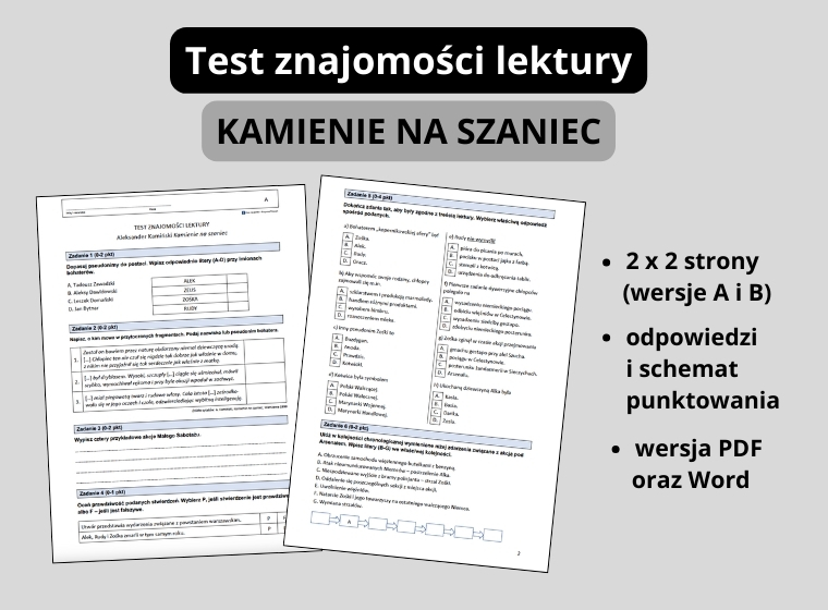 "Kamienie na szaniec" – test znajomości lektury • Złoty nauczyciel Test Ze Znajomości Lektury Mikołajek