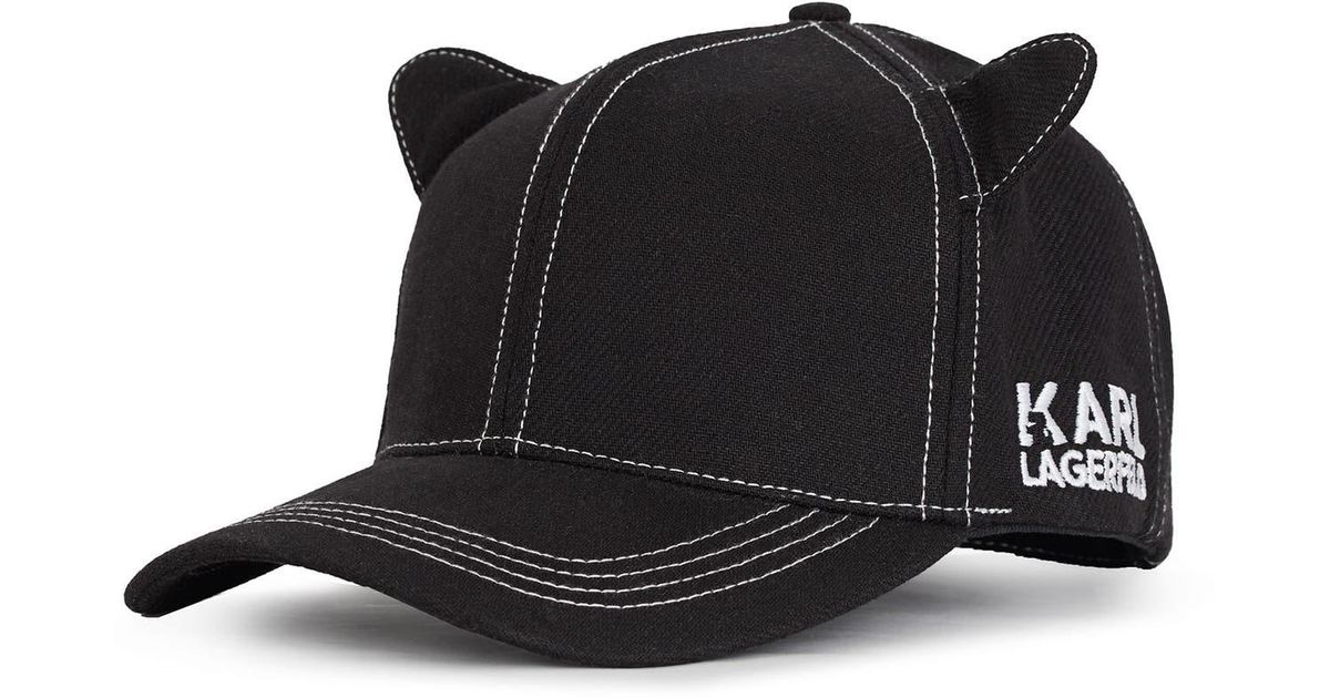 Karl Lagerfeld Cotton | Women's Cat Ear Baseball Hat | Black | Lyst Karl Lagerfeld Hat Cat