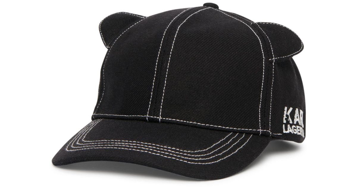 Karl Lagerfeld Synthetic Cat Ear Baseball Hat in Black | Lyst Karl Lagerfeld Hat Cat
