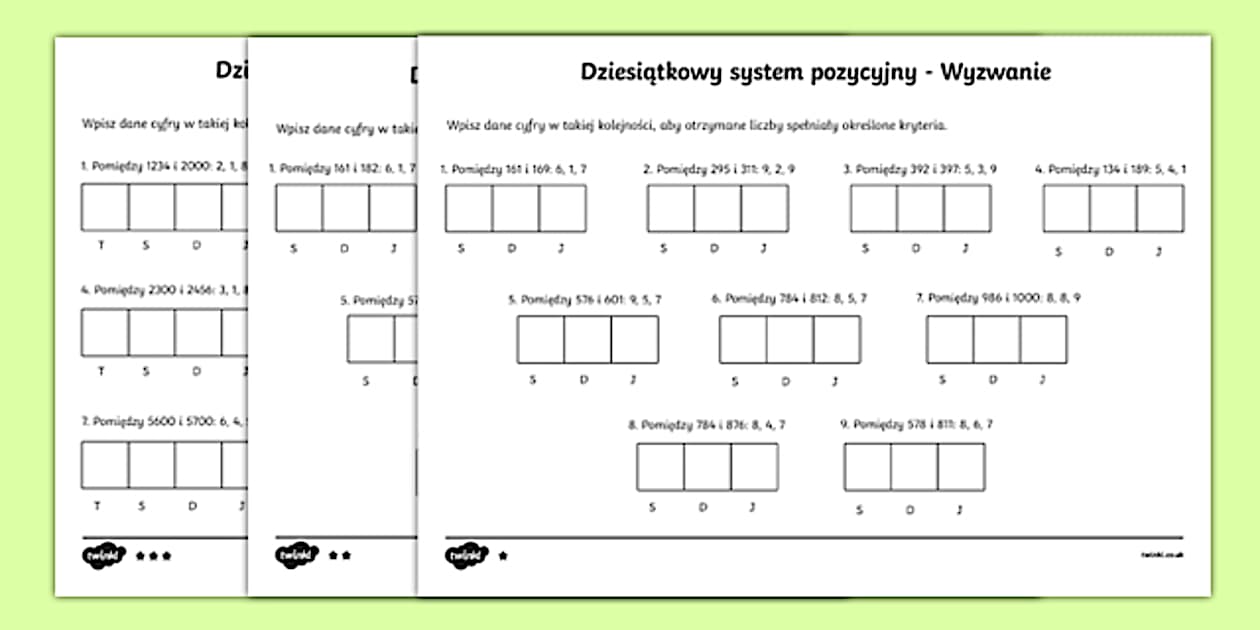 Karta Dziesiątkowy system pozycyjny Polish-Polish - Twinkl Dziesiątkowy System Pozycyjny Klasa 2