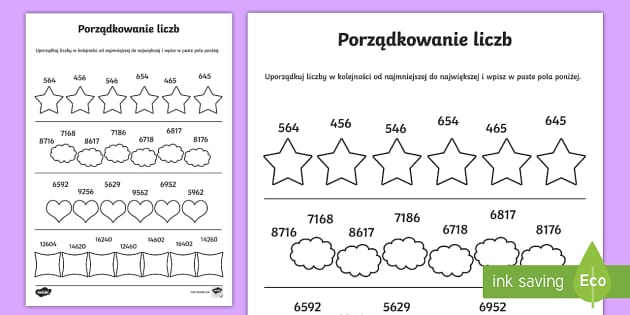 Karta Porządkowanie liczb w kolejności (teacher made) Porównywanie Liczb Klasa 1 Karty Pracy