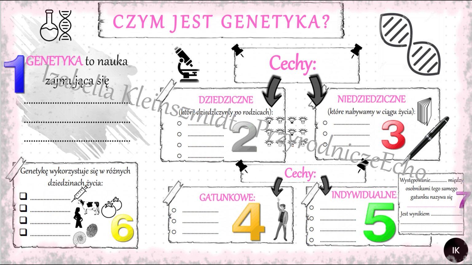 Karta pracy do lekcji multimedialnej „Czym jest genetyka?” Biologia SP Biologia Klasa 8 Genetyka Sprawdzian