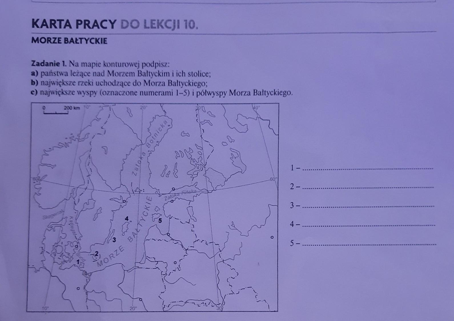 karta pracy - Geografiazad1. Na mapie konturowej podpisz: a) Panstwa Podpisz Na Poniższej Mapie Konturowej Sześć Najdłuższych Polskich Rzek