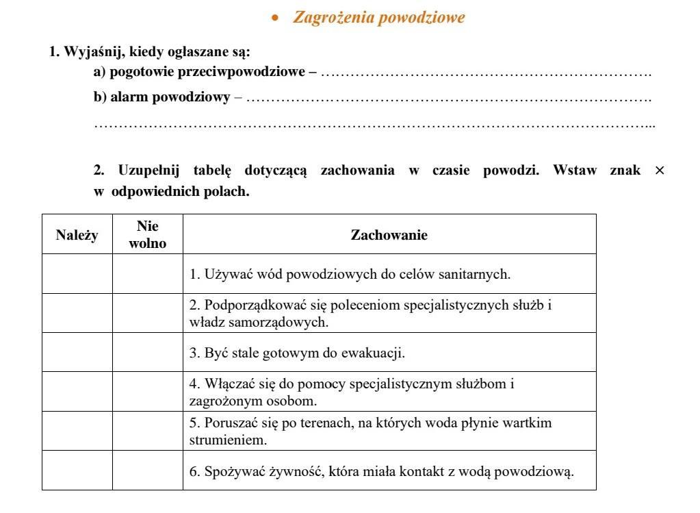 karta pracy zagrożenia powodziowe w załączniku - Brainly.pl Sprawdzian Z Edb Rozdzial 1 I 2