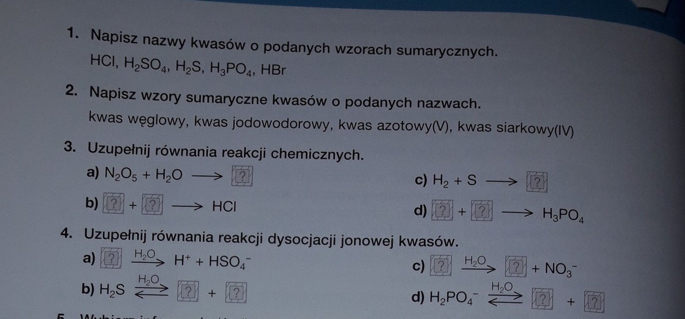 Chemia Sprawdzian Z Kwasow Klasa 8