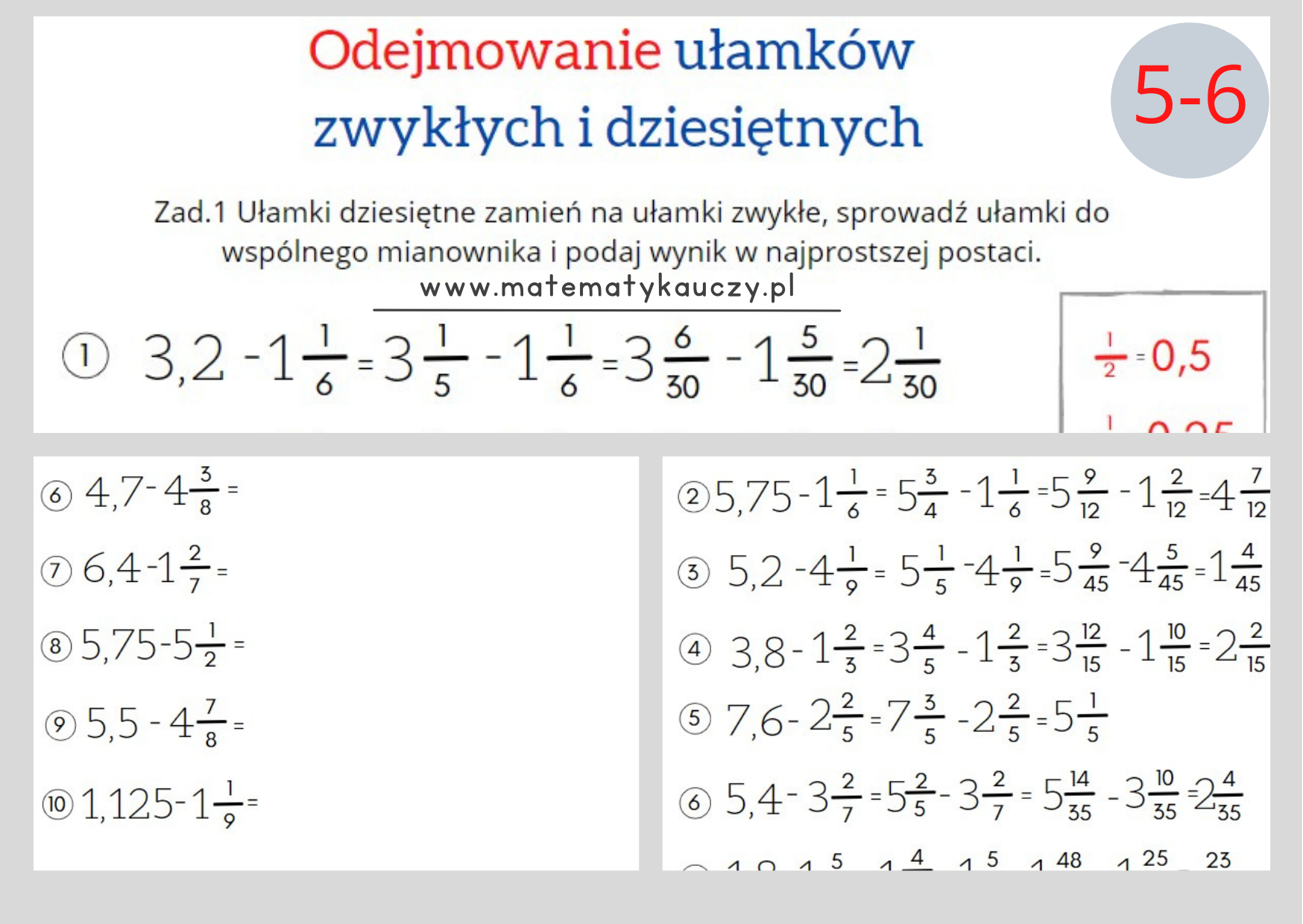 Kartkowka Dodawanie I Odejmowanie Ulamkow Dziesietnyc - vrogue.co Dodawanie I Odejmowanie Ulamkow Zwyklych Klasa 5