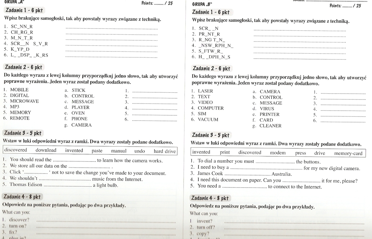 Kartkowka Z Angielskiego