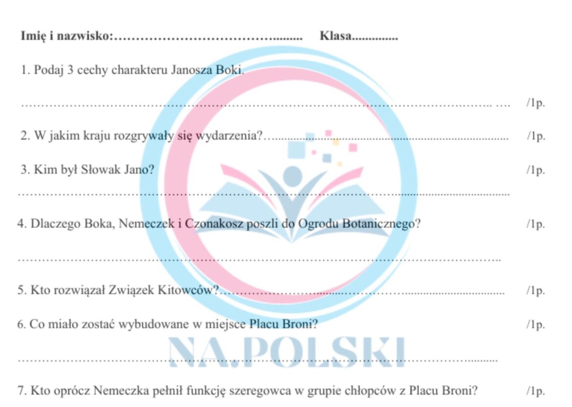 Kartkówka Z Przypowieści Klasa 6