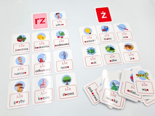 Karty Ortograficzne - RZ CZY Ż ? (60 kart do ćwiczenia ortografii Cwiczenia Ortograficzne Karty Pracy Do Druku