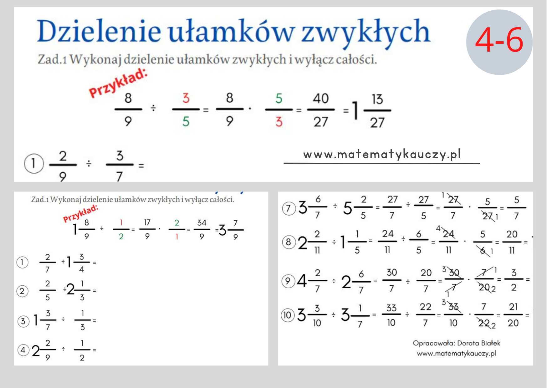 Karty Pracy Dzielenie Działania Na Ułamkach Dziesiętnych Karta Pracy Pdf