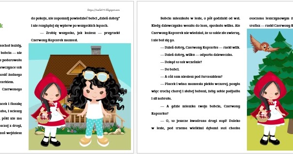 KARTY PRACY NA ZAMÓWIENIE: CZERWONY KAPTUREK Czerwony Kapturek Bajka Do Czytania Krtka