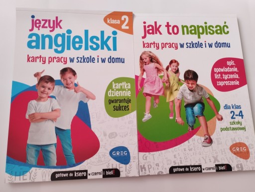 KARTY PRACY x2 Język Angielski kl. 2 + Jak to napisać Nauka w szkole i Klasa 2 Jezyk Angielski