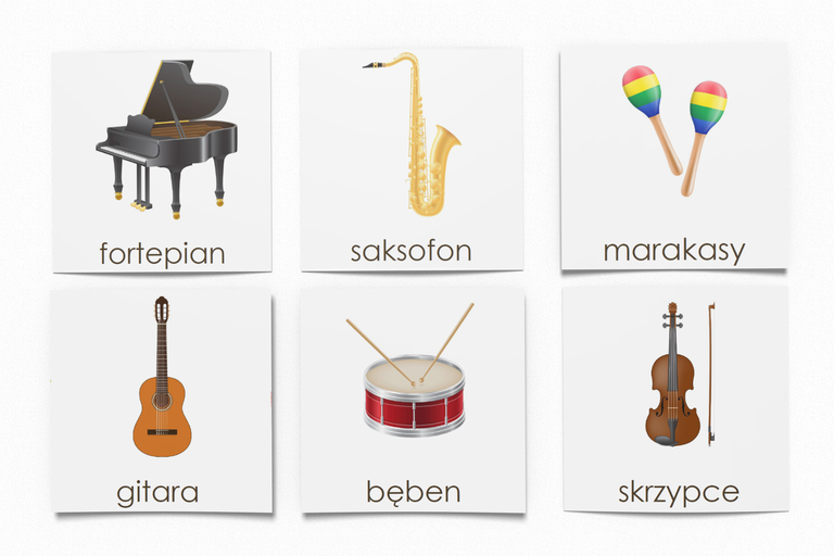 KARTY TRÓJDZIELNE - Instrumenty muzyczne (24 karty) - plik PDF Oto Ja Karty Muzyczne Klasa 1