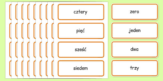 Karty ze słownictwem Liczby 0-100 po polsku - matematyka Liczby Od 1 Do 100 Po Polsku