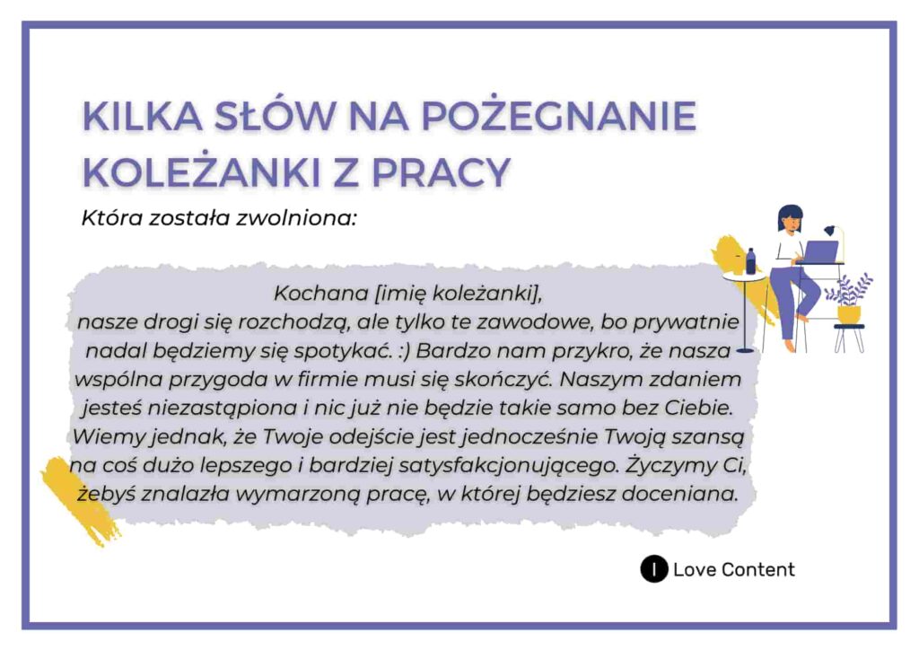Kilka Slw Na Pozegnanie Kolezanki Z Pracy