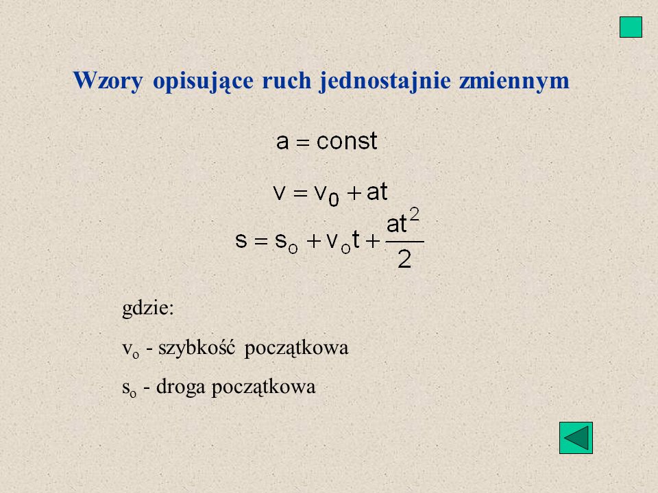 Wzory Na Ruch Jednostajnie Przyśpieszony