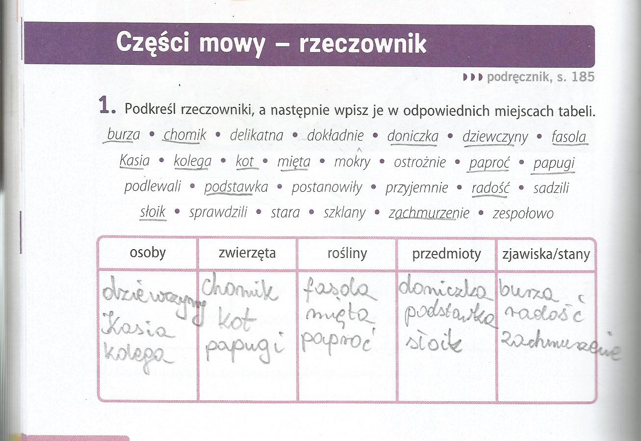 Sprawdzian Z Rzeczownika Klasa 4 Z Odpowiedziami