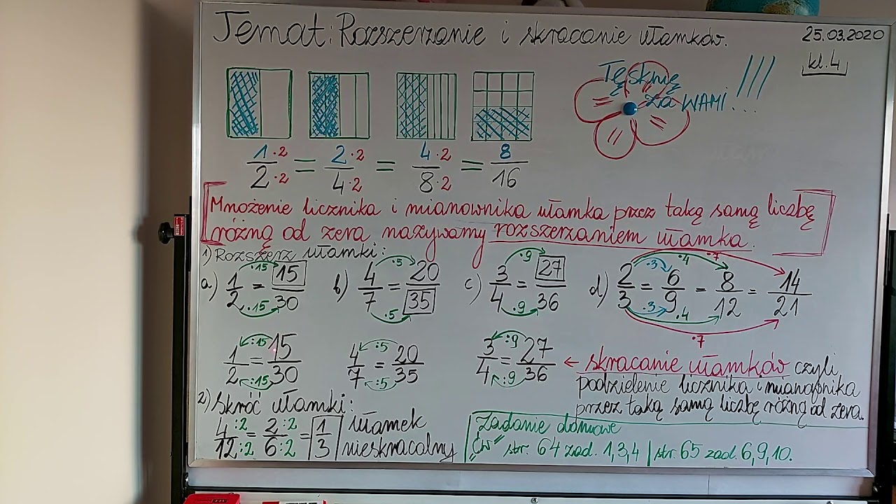 Kl.4 LEKCJA 3 Rozszerzanie i skracanie ułamków - YouTube Skracanie I Rozszerzanie Ułamków Klasa 4