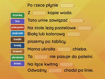 Uzupelnij Tabele Wyrazami Z Ramki