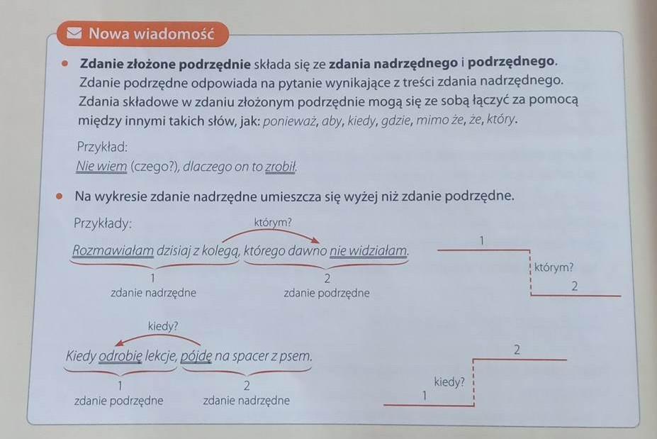Klasa 5, potrzebuję pomocy z tym zadaniem, chodzi o zdania podrzędne i Zdanie I Równoważnik Zdania Sprawdzian Klasa 5
