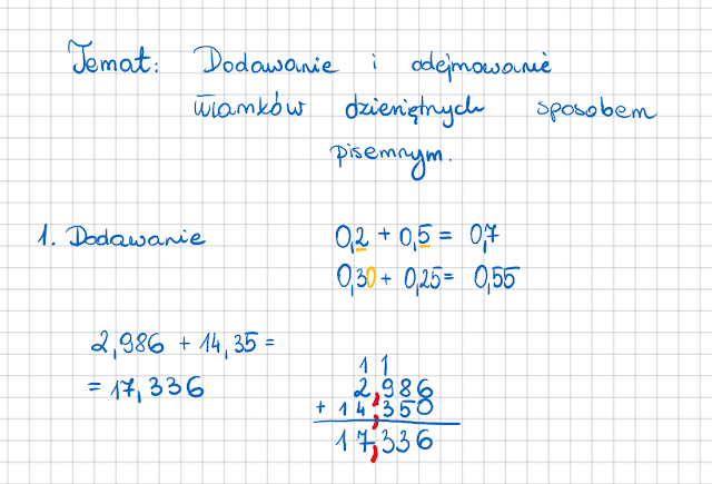 Odejmowanie Sposobem Pisemnym Klasa 5