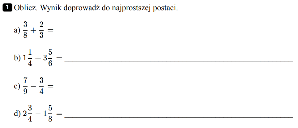 KLASA 5: Temat: Dodawanie i odejmowanie ułamków o różnych mianownikach. Test Dodawanie I Odejmowanie Ułamków O Różnych Mianownikach