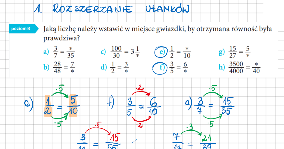 KLASA 5 Temat: Rozszerzanie i skracanie ułamków. Skracanie I Rozszerzanie Ułamków Zwykłych Klasa 5 Kartkówka Pdf