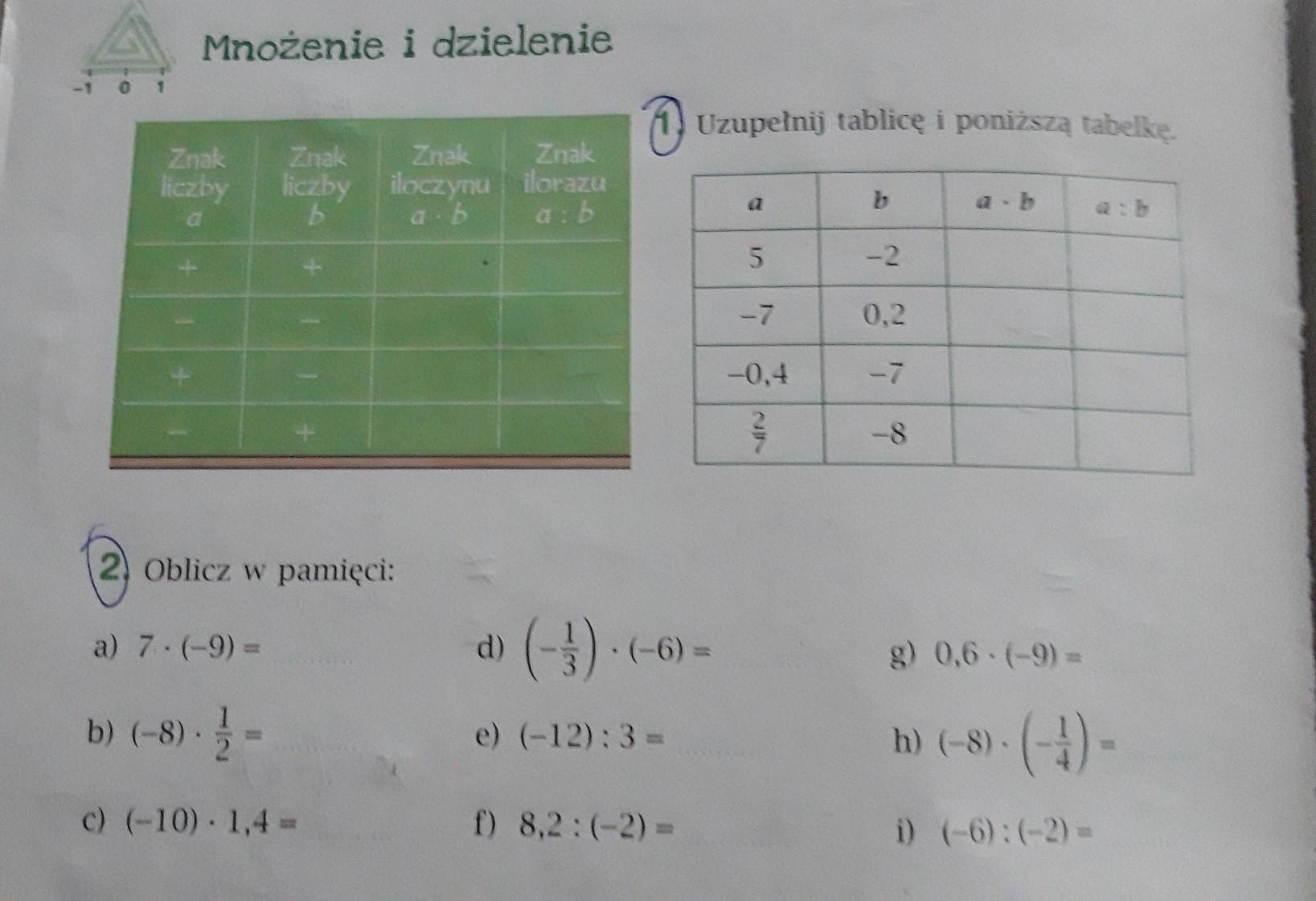 klasa 6 liczby dodatnie i ujemne mnożenie i dzielenie - Brainly.pl Liczby Dodatnie I Ujemne Sprawdzian Klasa 6 Nowa Era