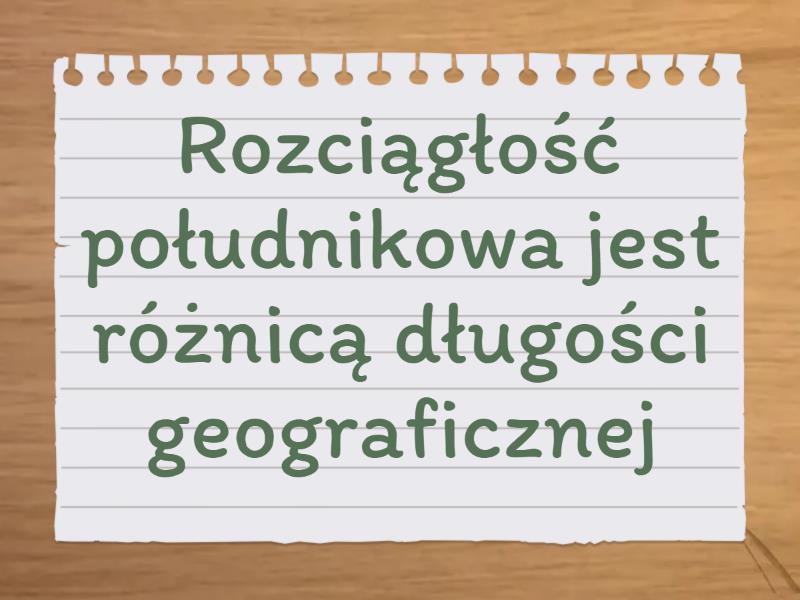 Klasa 6 współrzędne geograficzne - Fiszki Geografia Klasa 6 Sprawdzian Dział 1