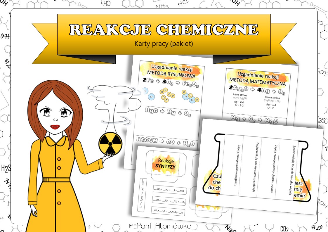 Klasa 7 Chemia - Reakcje chemiczne (Karty pracy. Zestaw) • Złoty nauczyciel Rwnania Reakcji Chemicznych Zadania Klasa 7