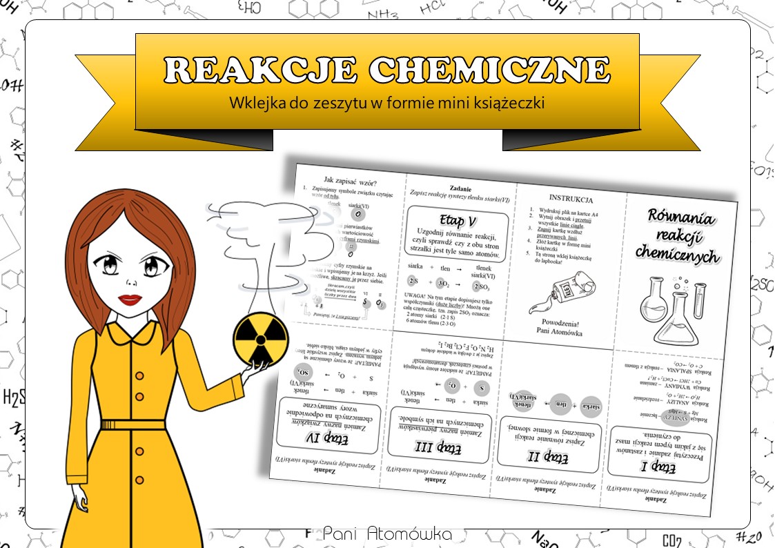 Klasa 7 Chemia - Reakcje chemiczne (Wklejka w formie mini książeczki Chemia Dzial 2 Klasa 7
