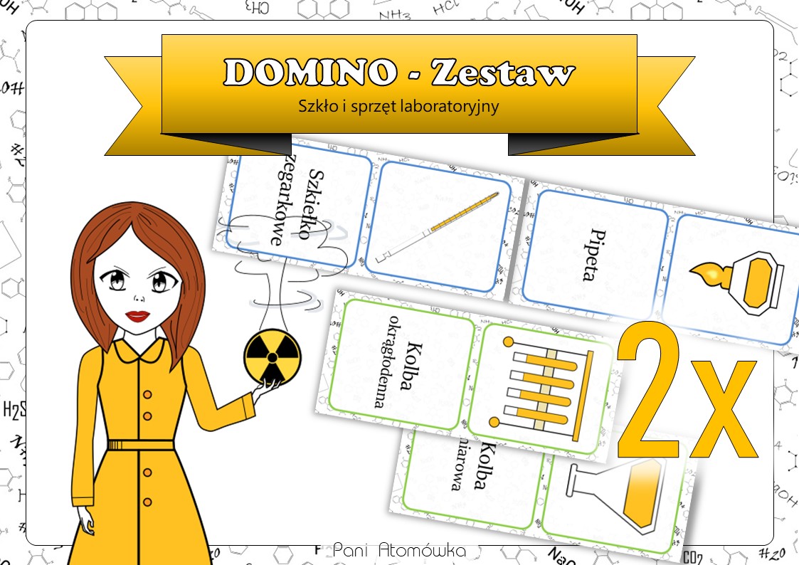 Klasa 7. Chemia. Szkło i sprzęt laboratoryjny. Domino. ZESTAW • Złoty Sprzet Laboratoryjny Chemia Klasa 7