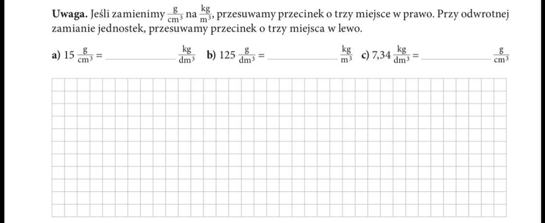 Klasa 7 fizyka dam naj Zamiana jednostek gęstości 3 przykłady Zamiana Jednostek Fizyka Klasa 7