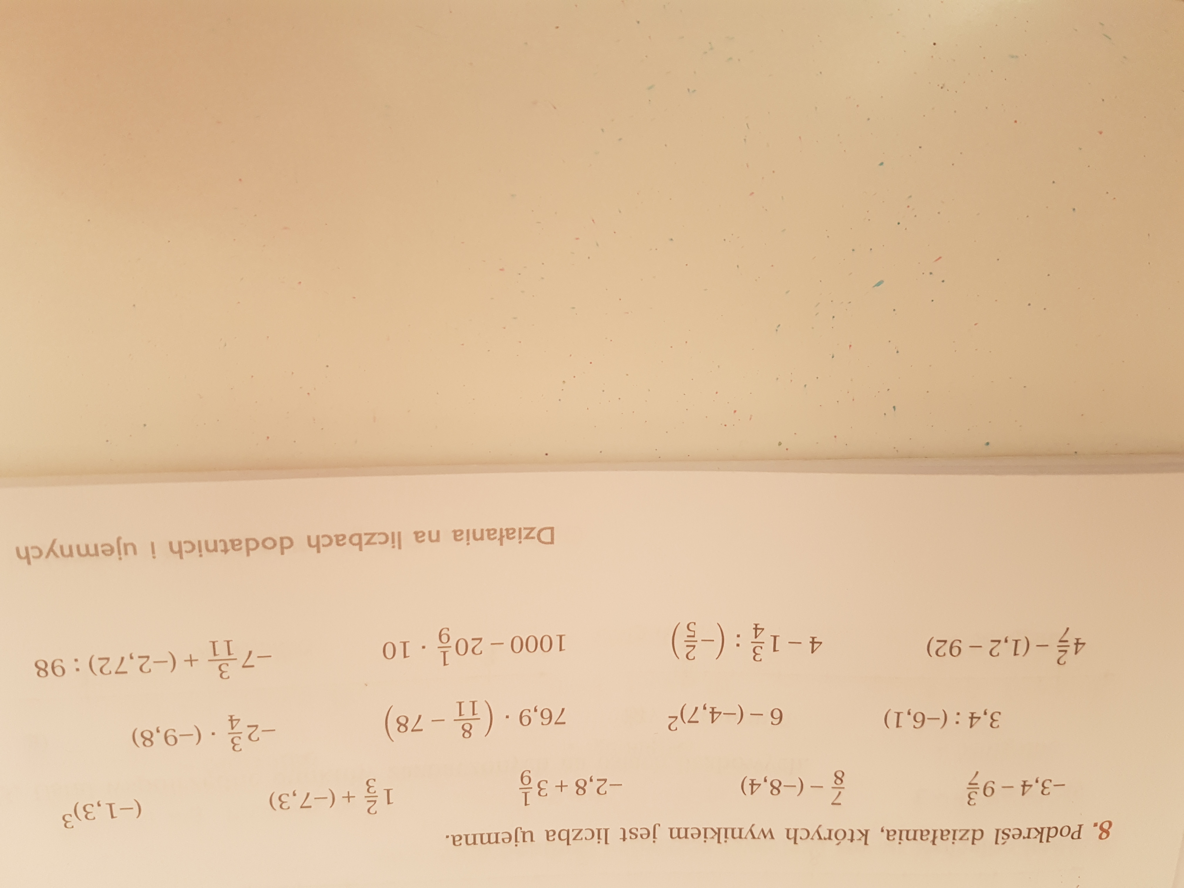 Klasa 7 Matematyka z Plusem zeszyt ćwiczeń podstawowych, temat Dzialania Na Liczbach Dodatnich I Ujemnych Klasa 7