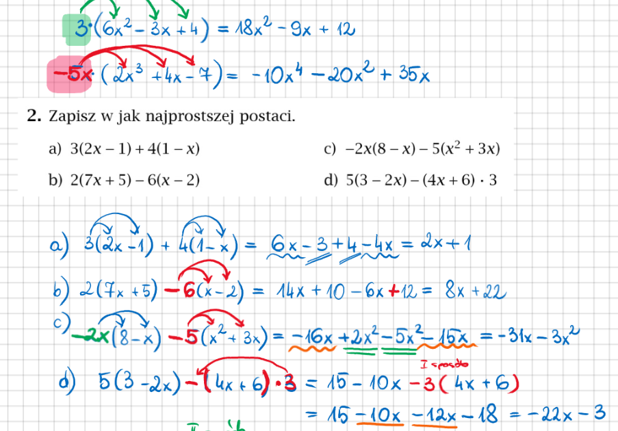 KLASA 7 Temat: Mnożenie sum algebraicznych przez jednomian. Mnożenie Sum Algebraicznych Klasa 7
