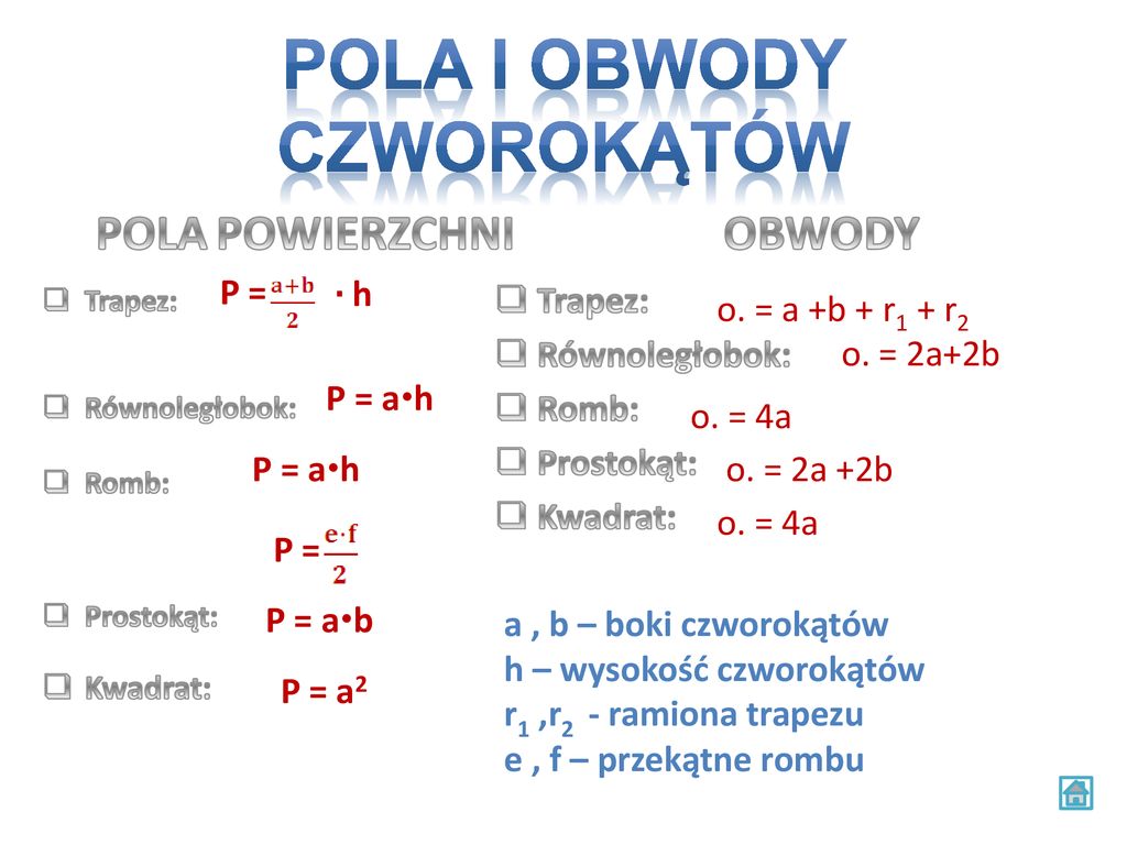 Pola Czworokątów Zadania Klasa 7