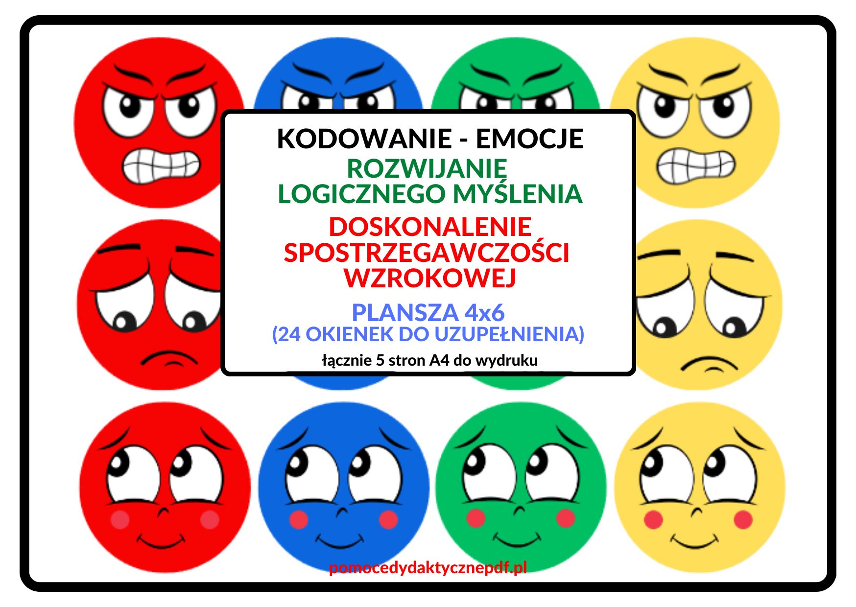 KODOWANIE - EMOCJE - Pomoce Dydaktyczne PDF Trening Umiejętności Społecznych Karty Emocji I Sytuacji Społecznych