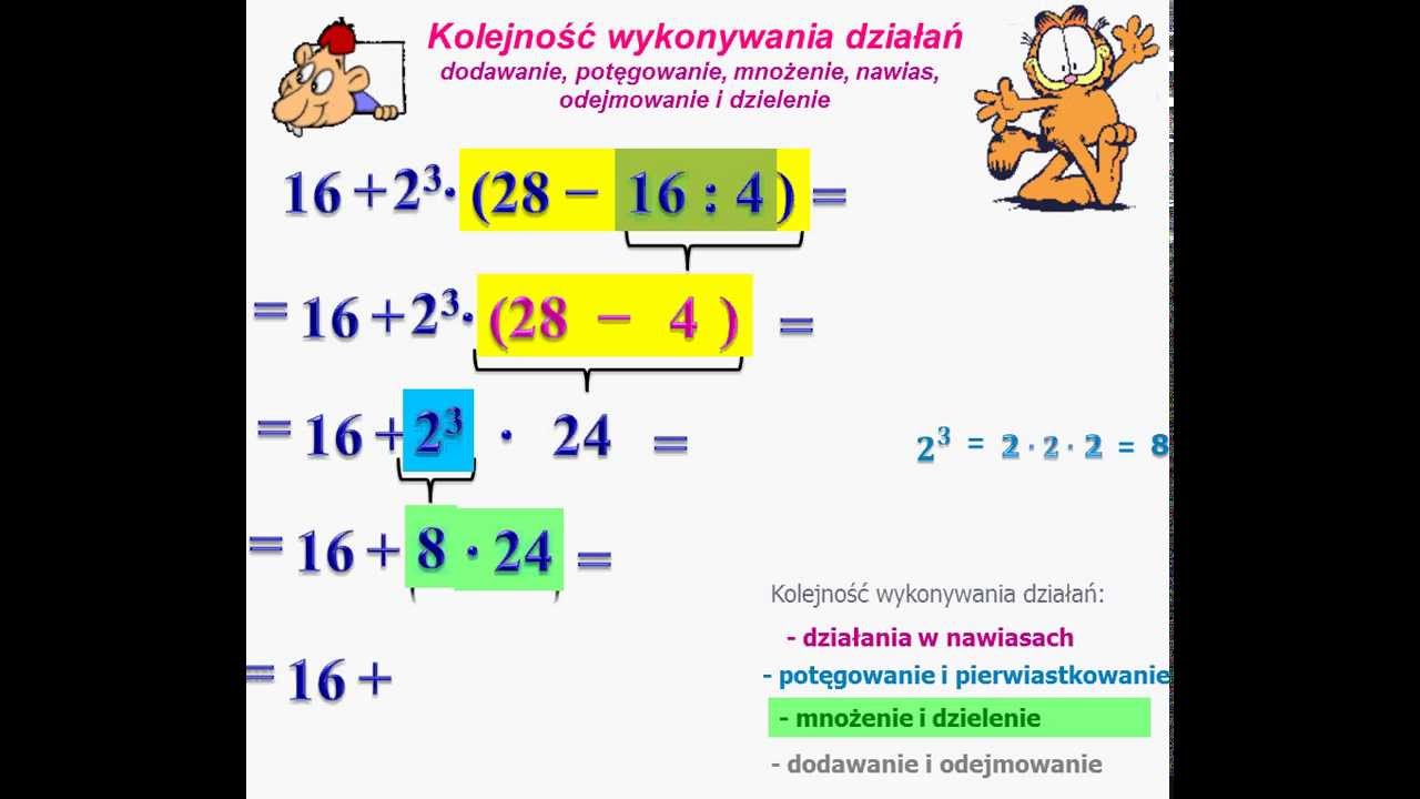 Kolejność wykonywania działań- dodawanie, potęgowanie, mnożenie, nawias Kolejnosc Wykonywania Dzialan Bez Nawiasw