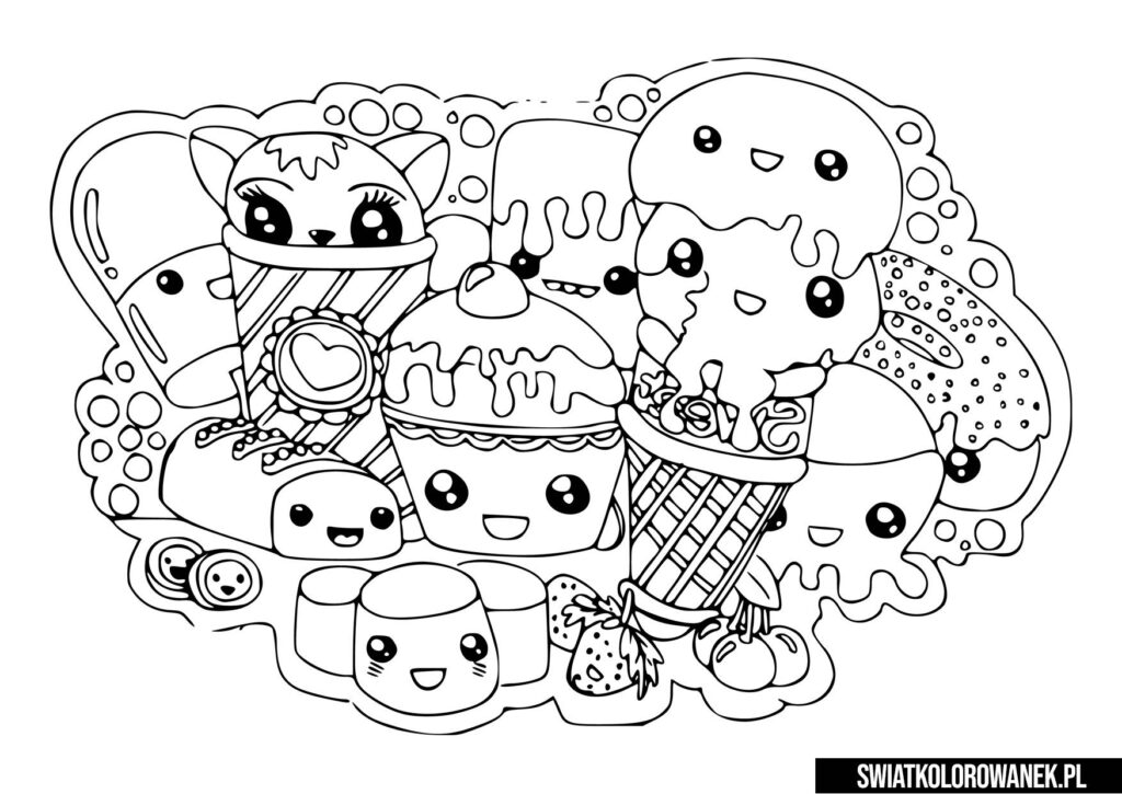 Kolorowanka do druku Kawaii - Darmowe kolorowanki do druku Kolorowanki Do Druku Dla 8 Latka