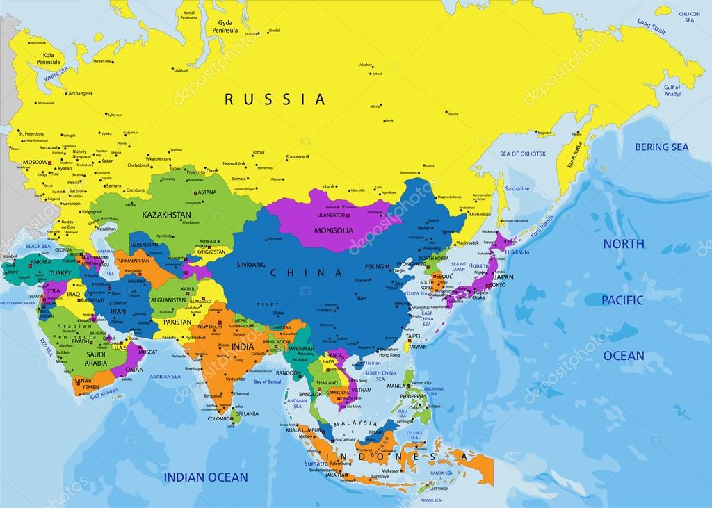 Kolorowy Mapa Polityczna Azji Grafika Wektorowa C Max 776 33131523 Images Mapa Polityczna Europy I Azji