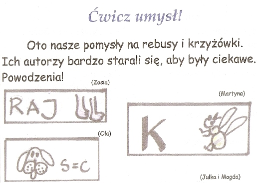 KONKURS jubileuszowy w jesiennych barwach - Pikinini W Kąciku Ortograficznym Klasowej Gazetki Pojawiły Się Rebusy