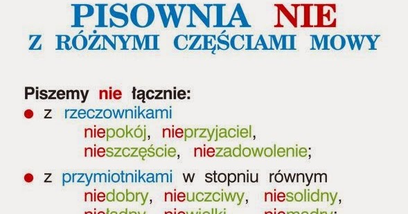 Pisownia Nie Z Imiesłowem Przymiotnikowym