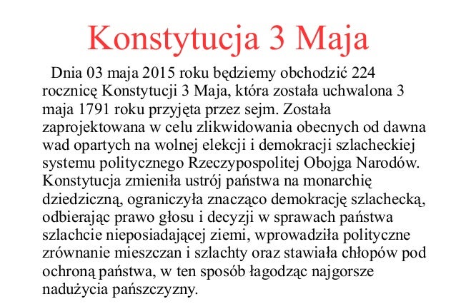 Konstytucja 3 maja Jaki Ustrj Wprowadzila Konstytucja 3 Maja