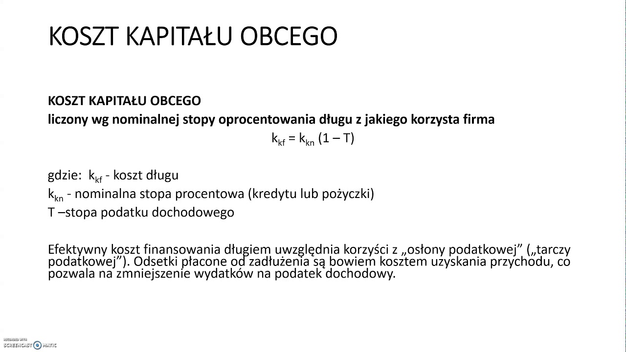 Koszt Kapitału Własnego I Obcego
