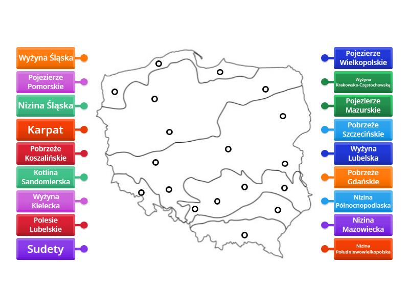 Krainy geograficzne polski - Labelled diagram Regiony Fizyczno Geograficzne Polski Mapa