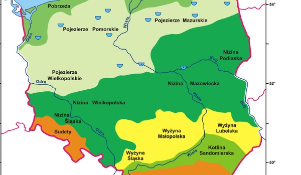 KRAINY GEOGRAFICZNE W POLSCE | sameQuizy Mapa Polski Krainy Geograficzne Do Druku