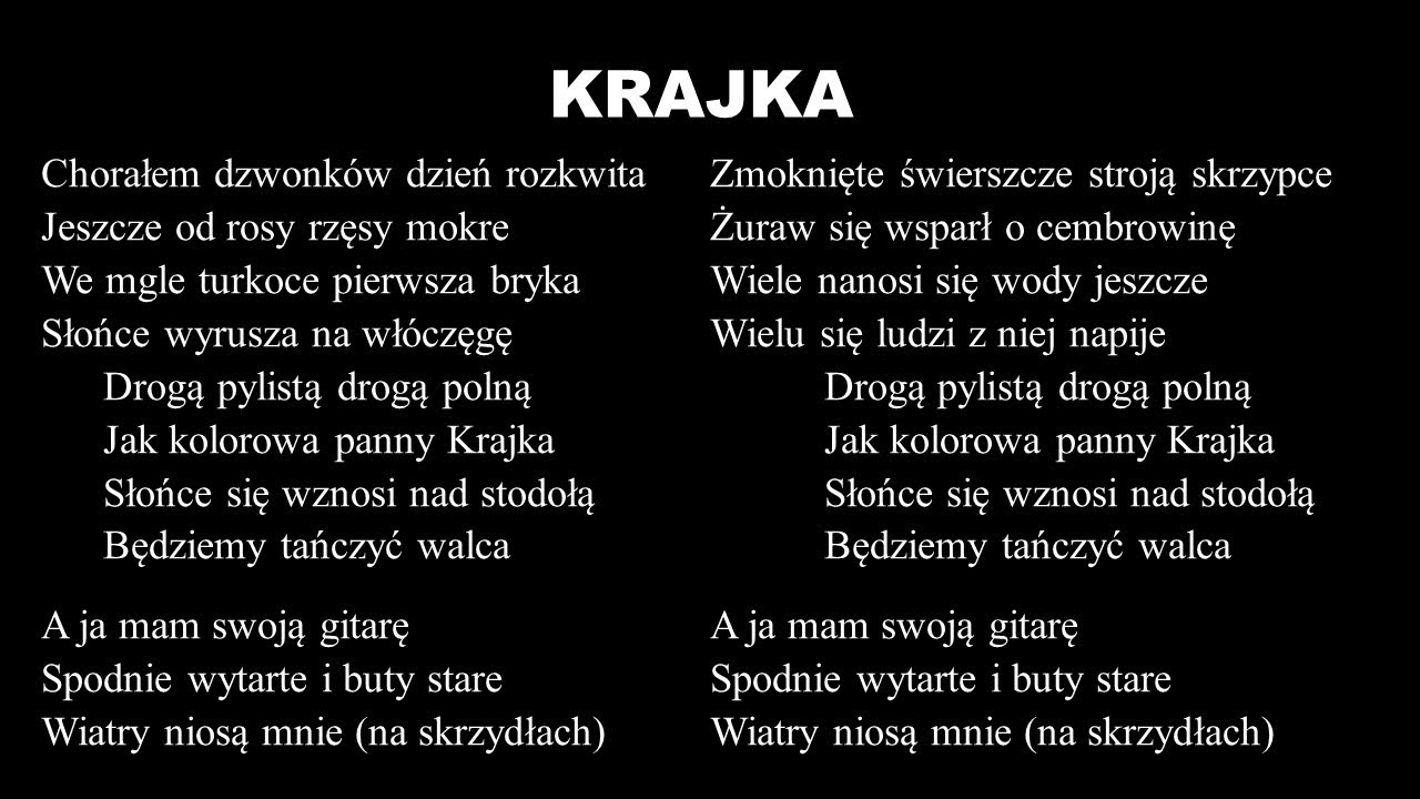 Krajka. Tekst - YouTube Music Tekst Piosenki Wyśpiewać Dziś Chcemy Wam życzenia