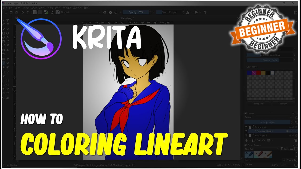 Krita How To Color Lineart - YouTube How To Color Lineart In Krita