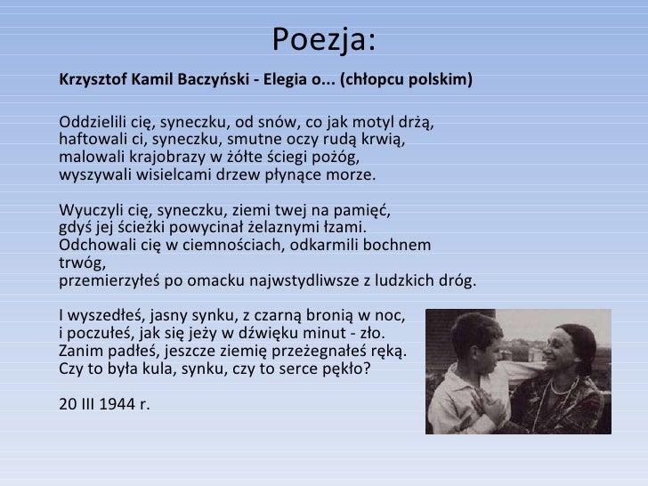 Krzysztof Kamil Baczyński Elegia O Chłopcu Polskim Notatka